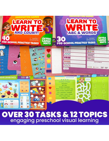 Libro Ocupado QUOKKA - 2 Conjuntos de Escritura para Niños 3-5 Años