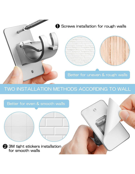 Soporte de Barra de Cortina Autoadhesivo Cadorasty 4 Pcs Plata