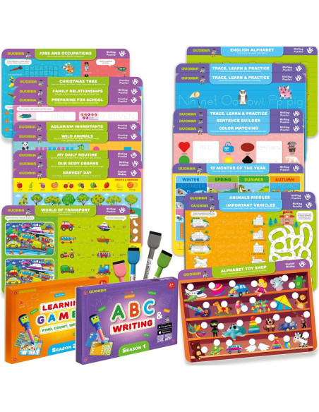 Libro Ocupado QUOKKA - 2 Conjuntos de Escritura para Niños 3-5 Años