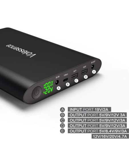 Banco de Energía 50000mAh Volessence para Laptop Carga Rápida