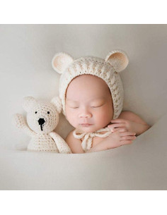 Prop de Fotografía Bebés LPPGRACE Ganchillo Osito Beige 2
