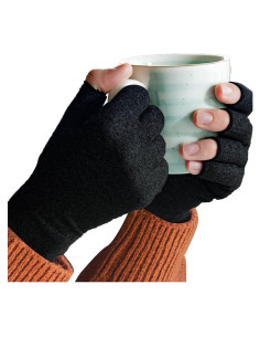 Guantes de Compresión para Artritis Sparthos - Alivio Dolor Manos - Negro Mediano
