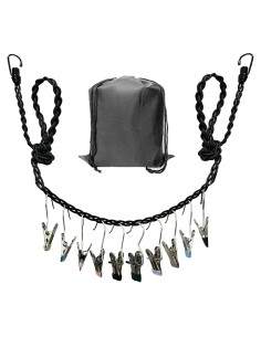 Cuerda de Ropa Portátil Retráctil Pmsanzay 180-230 cm con Clips