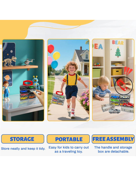 Set de Coches de Juguete KIDAMI 1:64 - 8 Vehículos Retroceso