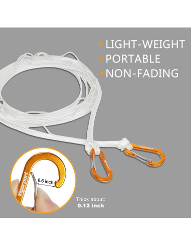 Cuerda de Ropa Portátil Vigorport 3.81m Blanca a Prueba de Viento