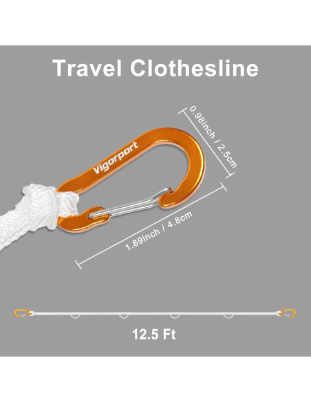 Cuerda de Ropa Portátil Vigorport 3.81m Blanca a Prueba de Viento