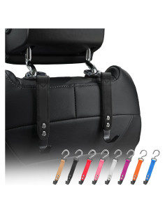 Ganchos para Bolsos de Auto Compuda - 2 Piezas de Cuero Negro