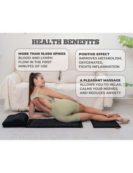 Alfombrilla de Acupresión Balance Mate con Almohada - Negro