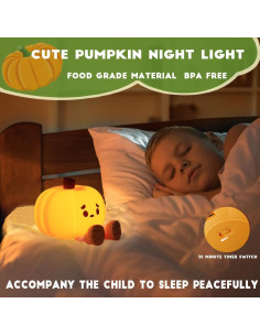 Lámpara Nocturna Calabaza LED Kawaii Recargable 30 Minutos 2