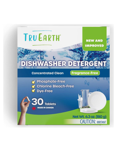 Tabletas de detergente para lavavajillas Tru Earth - 30 tabletas sin fragancia