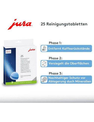 Tabletas de limpieza 3 fases Jura 25045 - 25 unidades