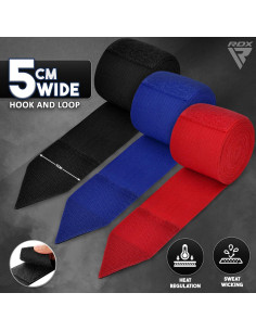 Envolturas de Mano de Boxeo RDX - Paquete de 3, 4.5m 2