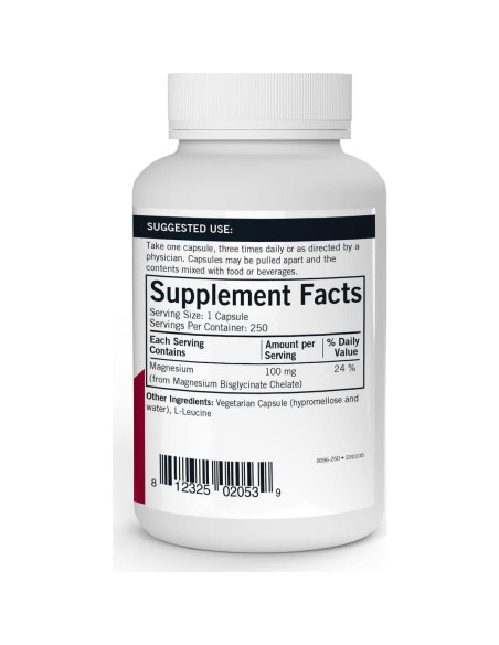 Quelato de Bisglicinato de Magnesio Kirkman 250 Cápsulas - Relajación