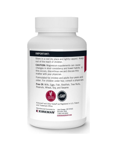 Quelato de Bisglicinato de Magnesio Kirkman 250 Cápsulas - Relajación