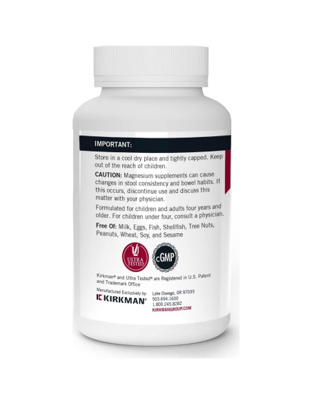 Quelato de Bisglicinato de Magnesio Kirkman 250 Cápsulas - Relajación