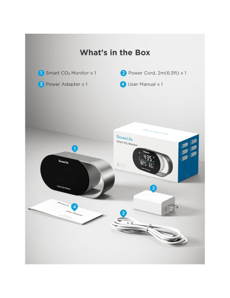 Monitor de Calidad del Aire GoveeLife - Detector de CO2, Temperatura y Humedad