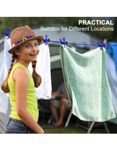 Cuerda de Ropa Portátil Newraturner 3.66m con 12 Pinzas 2