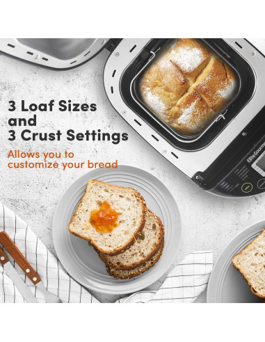 Máquina de Pan Elite Gourmet EBM8103B 19 Funciones 2 kg Negro