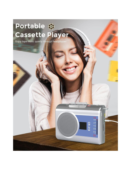 Reproductor de Cinta Cassette Portátil Dingmi 318 AM/FM Compacto