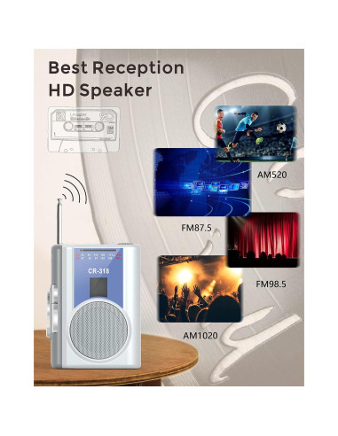 Reproductor de Cinta Cassette Portátil Dingmi 318 AM/FM Compacto