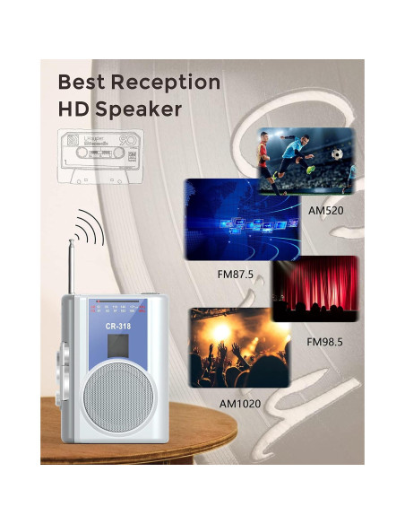 Reproductor de Cinta Cassette Portátil Dingmi 318 AM/FM Compacto