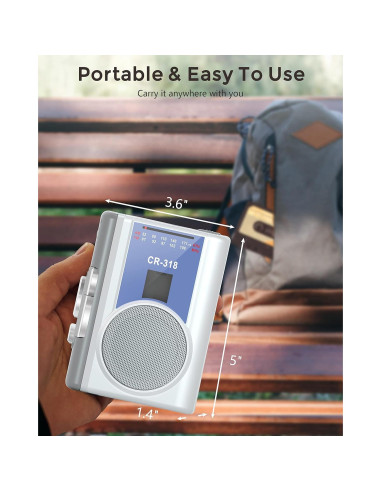 Reproductor de Cinta Cassette Portátil Dingmi 318 AM/FM Compacto
