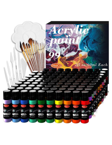 Set de Pintura Acrílica HissiCo 118PCS 99 Colores 60ml