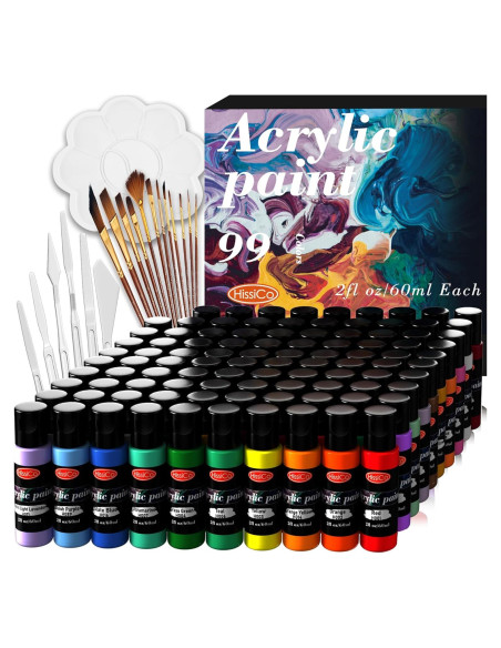Set de Pintura Acrílica HissiCo 118PCS 99 Colores 60ml