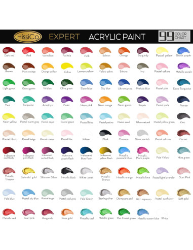 Set de Pintura Acrílica HissiCo 118PCS 99 Colores 60ml