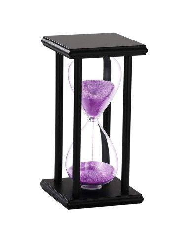 Reloj de Arena SuLiao 60 Min de Madera Negra y Arena Púrpura