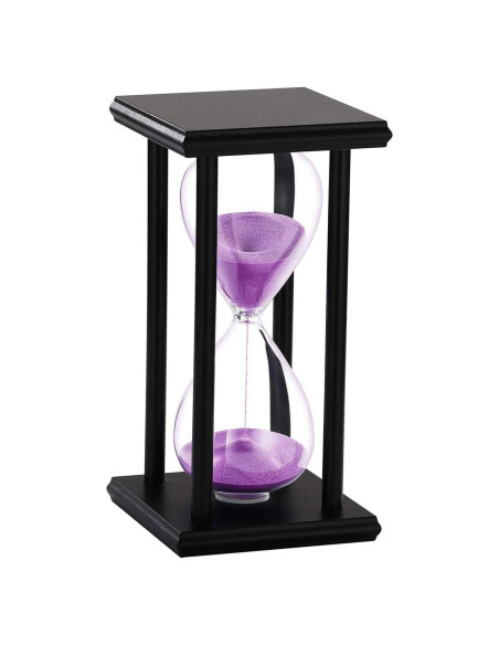 Reloj de Arena SuLiao 60 Min de Madera Negra y Arena Púrpura