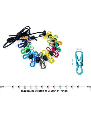 Cuerda de Ropa Portátil Sarmyarc 3.66m con 12 Pinzas