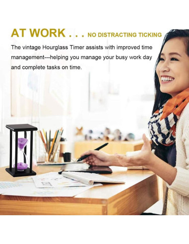 Reloj de Arena SuLiao 60 Min de Madera Negra y Arena Púrpura