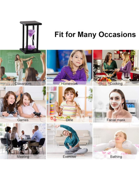 Reloj de Arena SuLiao 60 Min de Madera Negra y Arena Púrpura