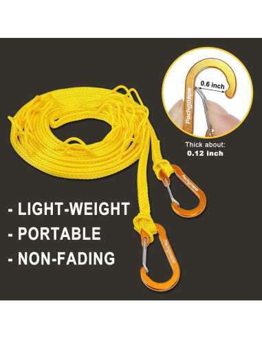 Cuerda de Ropa de Viaje Packgoape 3.81m Amarillo con Pinzas