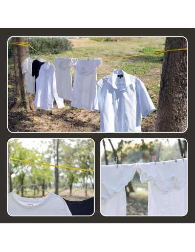 Cuerda de Ropa de Viaje Packgoape 3.81m Amarillo con Pinzas