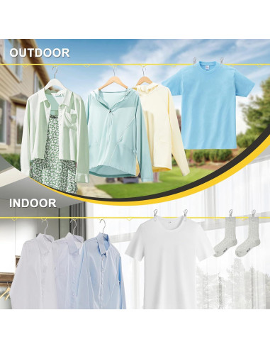 Cuerda de Ropa de Viaje Packgoape 3.81m Amarillo con Pinzas