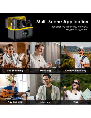 Micrófono Lavalier Inalámbrico WAVLINK 2TX+1RX para iPhone