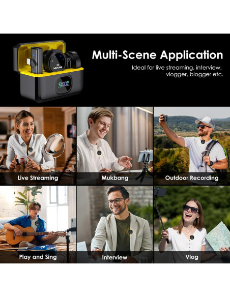 Micrófono Lavalier Inalámbrico WAVLINK 2TX+1RX para iPhone