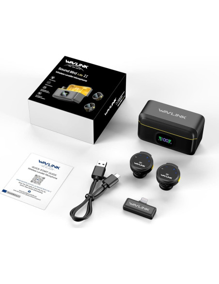 Micrófono Lavalier Inalámbrico WAVLINK 2TX+1RX para iPhone