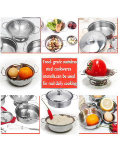 Juego de Cocina para Niños Rupnoflbui 11 Piezas Acero Inoxidable 2