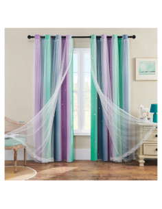 Cortina Arcoíris XiDi Morado Verde 182 cm x 86 cm 1 Panel