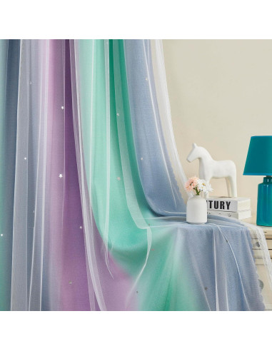 Cortina Arcoíris XiDi Morado Verde 182 cm x 86 cm 1 Panel