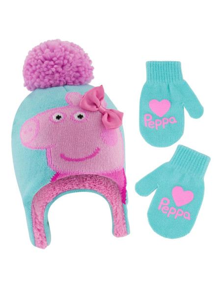 Gorro de invierno Peppa Pig + Guantes para bebés 2-4 años