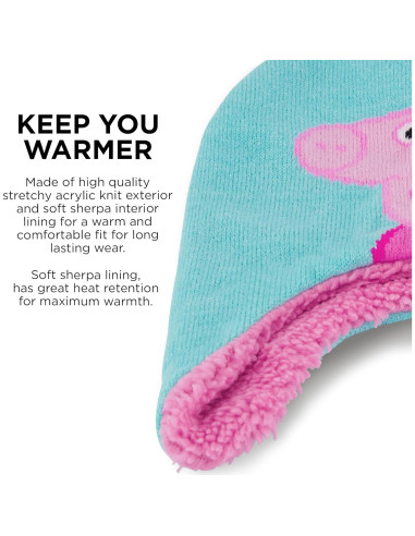 Gorro de invierno Peppa Pig + Guantes para bebés 2-4 años