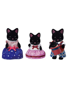 Familia de Gatos Medianoche Calico Critters con 4 Figuras