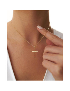 Collar Cruz Dainty NIXMAX Baño de Oro 14K Ajustable 42 cm 2