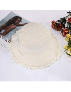 Sombrero de Sol de Algodón Beige para Mujeres - UPF 50+ 2
