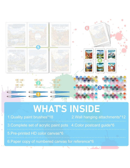 Kit de Pintura por Números Bleihum 6 Piezas 25.4x35.6 cm