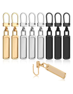 9 Piezas Reemplazo Tiradores de Cremallera YQQYG - Dorado, Plateado, Negro